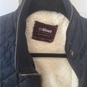 Ci Sono Black Quilted Jacket with Cream Sherpa